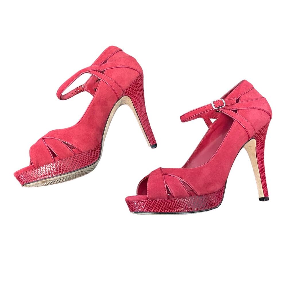 White House Black Market Ginger Red Open Toe High Heels Size 8.5